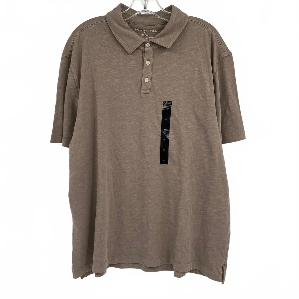 Banana Republic Brown Short Sleeve Polo Shirt | Men’s XL, Cotton